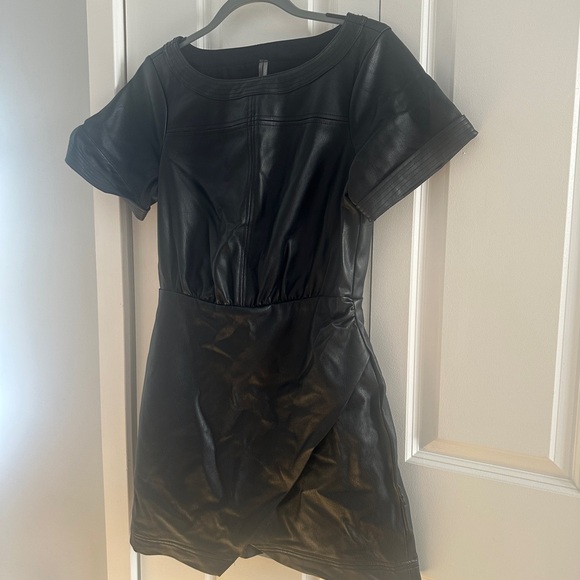 Anthropologie Black Ruched Sheath Mini Dress - Picture 2 of 4